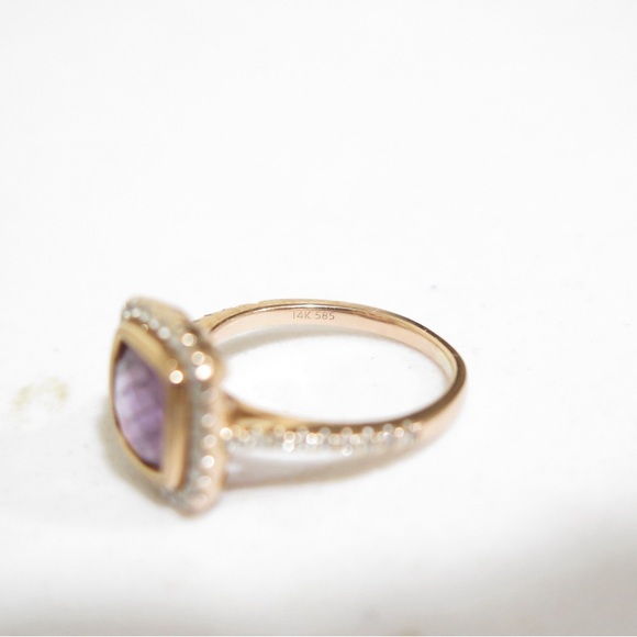 Genuine diamond ring with amethyst gem - Picture 6 of 7